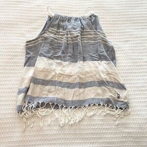 Beachables fringe striped Turkish cotton tank top size large